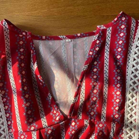 Red/White/Blue Short Sleeve Blouse - Small - EUC - Picture 3 of 5